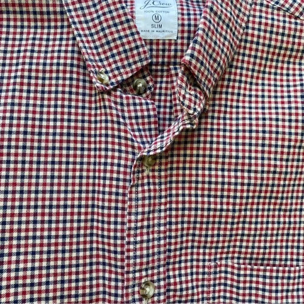 J. Crew Men’s Plaid Shirt Size Medium Slim 100% Cotton